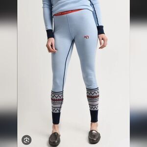 KARI TRAA Merino Lokke Nordic Light Blue Baselayer Pant Leggings Approx M Medium